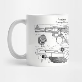 WW2 Luger P08 Weapon Blueprint Mug